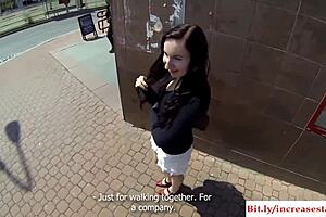 does this blonde teen get bent over and fucked doggystyle outside?