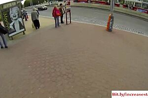 does this blonde teen get bent over and fucked doggystyle outside?