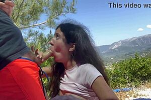 stranger sucked in mountains gets golden shower and facial cum