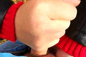 caught jerking off with risky public handjob by nata sweet in forest