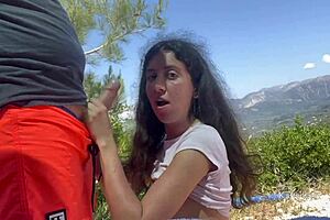 stranger sucked in mountains gets golden shower and facial cum