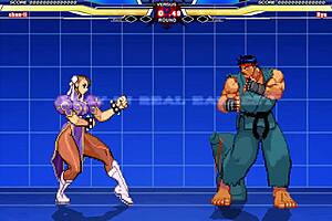 chunli vs long in hentai sex cartoon with cumshot