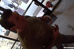 Hairless Blonde Cougar with Big Tits Enjoys Hard Fucking