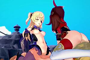 Oh wow, these two archer girls from genshin impact are getting wild in 3d hentai uncensored!