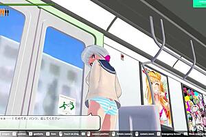 hey, check out this loop train h-game elevator scene with squirting blowjob and creampie
