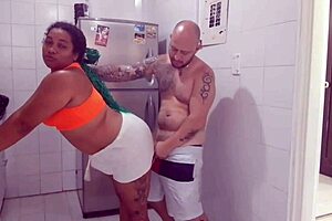 Watch the latina employee suck cock while masturbating her pussy!