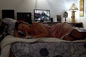 Amateur slut in pink satin dress and lingerie slammed hard from behind