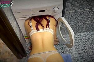 Plumber Fucks Girl Bent Over Stuck in Washing Machine