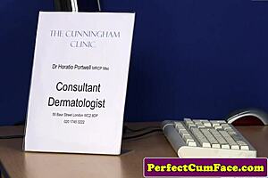 lingeried beauty facialized with huge load