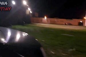 Bruna performs detailed blowjob and shows ass and boobs in club parking lot with big cock