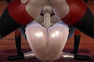 in the incredibles universe, violet parr and helen have double futa sex with creampie in 3d porn