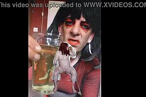 bisexual sissy male naked and exposed while taking a pee then swallowing it