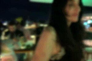 Blowjob action in a public restaurant setting