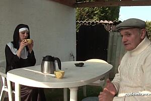 I saw that young nun get fucked hard in threesome, oh my!