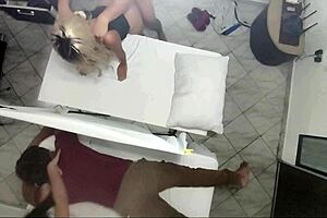 Hey, watch this real massage turn into hot sex next to her cuckold husband 😏