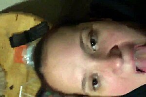 Gagging deepthroat cumshot in eye 1 2