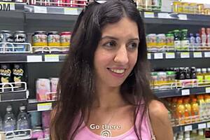 Girl Walks Supermarket with Cum on Face for Cash Reward