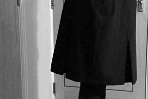 I bound myself in crossdresser self bondage, handcuffs tight in uniform.