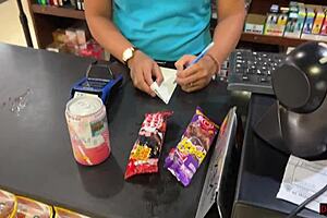 Girl Walks Supermarket with Cum on Face for Cash Reward