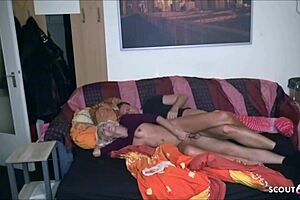 This skinny German teen swallows rough in homemade amateur facial with her ex