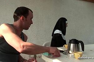 I saw that young nun get fucked hard in threesome, oh my!