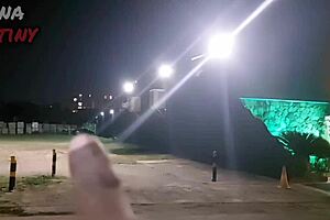 Bruna performs detailed blowjob and shows ass and boobs in club parking lot with big cock