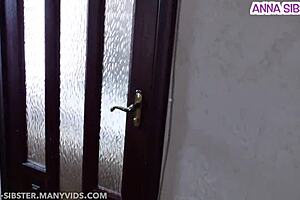 russian teen applies face cream for her boyfriend