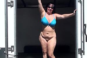 Busty Bbw Wife Gets Fucked Hard Doggystyle Bent Over Next To Husband'S Truck