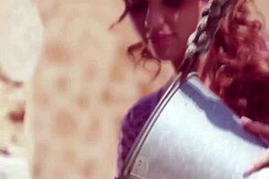 Tan Girlfriends Lick Pussies Outdoors with Toys