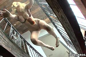 Stunning blonde milf mommy engages in mature gay mother-in-law roleplay with intense actions.