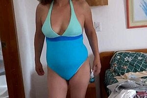 Beautiful 59-Year-Old Woman Shows Off Bikini on Beach