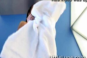 little lupe rips clothes for close-up shaved pussy fingering masturbation