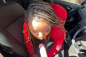 Busty Black Slut Squirts In Missionary In The Car