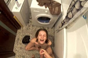 Teen Sister Gets Cum On Face With Parents Around