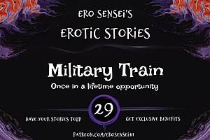 military train whispers erotic secrets for women's pleasure