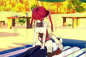 Houshou marine fucks on beach in 3d sailor anime