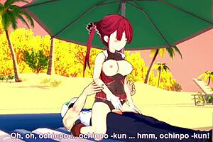 Houshou marine fucks on beach in 3d sailor anime