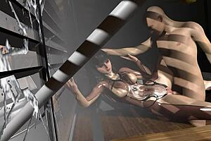 Missionary sex parody with Eve in Stellar Blade anime style