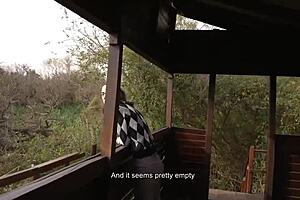 Petite teen gets fucked in public park, almost caught during outdoor amateur sex