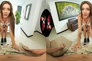 Beautiful Latina Babe Undresses In VR Reality