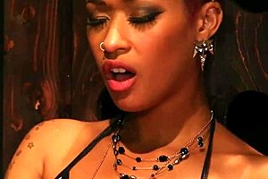 lezdom skin diamond punishes sub with strapon in bdsm heels scene