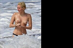 Miley Cyrus nude in the full collection, showcasing every angle of her topless blonde beauty