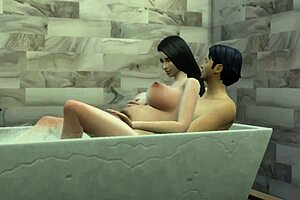 Spying on pregnant stepsister in shower leads to steamy sex