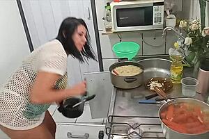 Sarah Rosa Cooks Up Sensual Kitchen Seduction With Big Tits