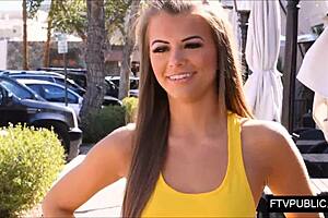 flexible blonde gymnast flashing upskirt on the street