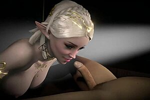 Blonde Elf Girl Sucks Dick in Darkness