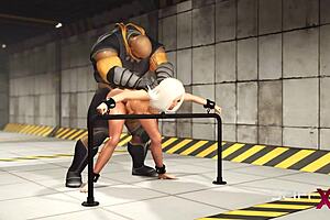 In the sci-fi bunker, sexy young blonde gets cuffed and fucked