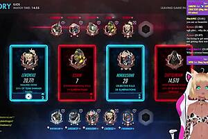 Vtuber Lewdneko plays overwatch and gets spanked part 1