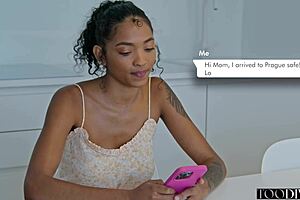 Hot Colombian babe receives surprise visit in apartment