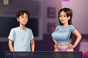 Summertime Saga 211: Shaved Cowgirl Riding Monster Cock